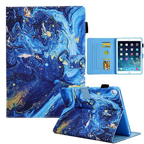 The Wolfdragon Beschermhoes voor tablet, beschilderd, voor iPad Air, 12 foto's, ondersteunt multi-hoek, goudkleurig/blauw