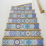 Ambiance-Live Col-RV-0541. Zelfklevende stickers voor trap, tegels, trapstickers, stootkussen, tegelstickers, zelfklevende cementtegels, trap, cementtegels, azulejos, 15 x 105 cm, 2 strips