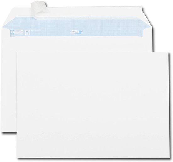GPV Enveloppen C4 229x324mm Wit Zonder Venster 250 Stuks 100g Zelfklevend