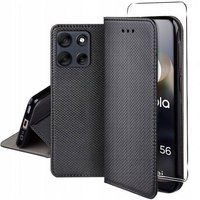 Motorola Housse pour Motorola Moto G56 5G - etui coque pochette portefeuille + film ecran - NOIR MAGNET