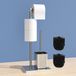 susswiff Toiletrolhouder staand met toiletborstel - RVS toiletset met toiletrolhouder staand en toiletborstel (Zilver)