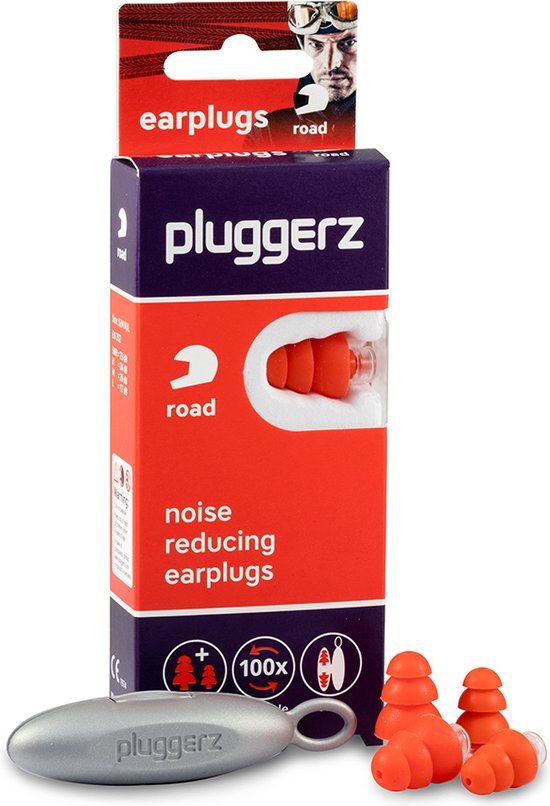 Pluggerz Road Earplugs - Motorbike - Red - Small/Medium - 23 dB SNR