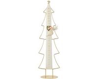 J-Line Ledkerstboom met adventskalender - metaal - wit/goud