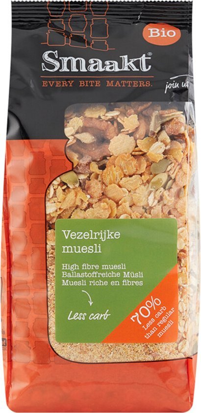 Smaakt Less Carb Muesli Vezelrijk Biologisch 500 gr