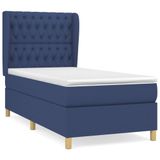 VidaXL Boxspringbed met matras, blauw, 90x190 cm, gestoffeerd