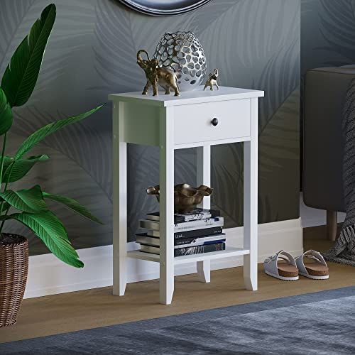 Vida Designs Windsor Console Tafel Met Onderplank, Woonkamer, Hall Way Meubels (1 Lade, Wit)