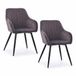 Relaxdays eetstoel, set 2, fluweel, metalen poten, armleuning, antraciet