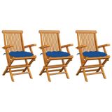 VidaXL Tuinstoel Terras Gecapitonneerde zitting Teak Blauw