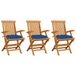 VidaXL Tuinstoel Terras Gecapitonneerde zitting Teak Blauw
