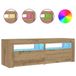 VidaXL Nachtkastjes 2 st met LED's 60x35x40 cm artisanaal eikenkleur