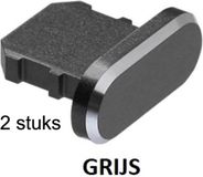 CHPN Dustplug geschikt voor iPhone - Stofplug - 2 stuks - Grijs