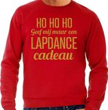Bellatio Decorations Foute kersttrui/sweater voor heren - Hohoho lapdance cadeau - rood - glitter goud XXL