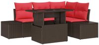 vidaXL Tuinbank - Set - 5 - st - Bruin - poly - rattan