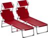 Casaria Chaise longue Hawai – 2 pièces / 4 positions résistant aux UV – Rouge