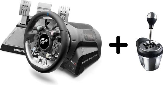Thrustmaster T-GT II - Racestuur met 3 Pedalen + TH8A Gaming racestuurshifter - Force Feedback - Voor PS5, PS4, PC