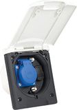 AS-Schwabe Multifunctionele inbouwstopcontact, 1 x 230 V/16 A geaarde contactdoos + 2 x SAT-stopcontacten + 1 x 12 V DC, met magneetsluiting, IP44, Made in Germany, wit I 62473