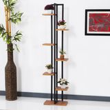 en.casa Plantenstandaard Somero 150x34x21cm zwart en walnootkleurig