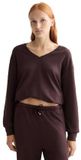 Scotch & Soda Dames Modal Sweater V-hals Lange Mouw Effen Chocolate Plum