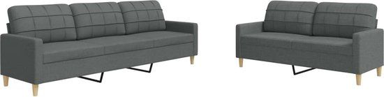 vidaXL 2-delige Loungeset stof donkergrijs