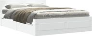 vidaXL Bedframe met hoofdbord bewerkt hout wit 140x200 cm