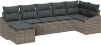 vidaXL Banc de jardin - Set - 7 pièces - Gris - Polyrattan