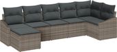 vidaXL Banc de jardin - Set - 7 pièces - Gris - Polyrattan