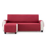 Maxifundas - bankovertrek voor chaise longue, gevoerd, hoekdeel links, 240 cm, extra zacht, rood