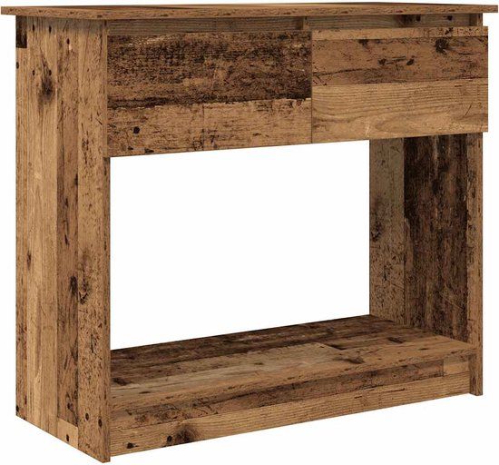 vidaXL Wandtafel met lades 85,5x38,5x74,5 cm oud hout