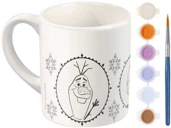 Totum Disney Frozen Inkleurbeker - Keramische Mok met Verf en Penseel - Knutselcadeau