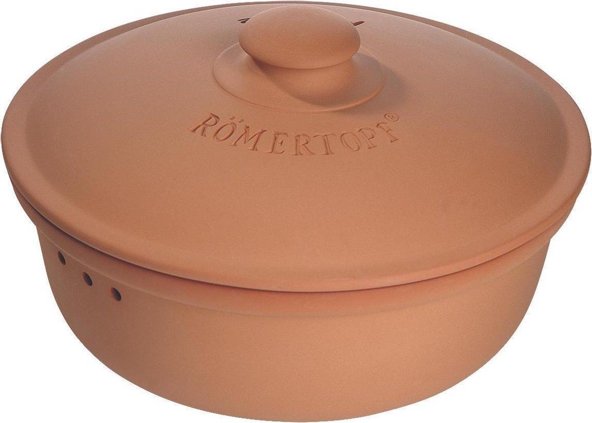 Römertopf Pane Broodvershoudschaal Rond met Deksel - Oranje - Aardewerk