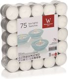 Trend Candles Theelichtjes/waxinelichtjes - wit - 75x stuks - 4 branduren - geurloze kaars