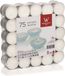 Trend Candles Theelichtjes/waxinelichtjes - wit - 75x stuks - 4 branduren - geurloze kaars
