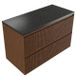 Saniclass Ensemble de meubles de salle de bain - 100x45x63cm - Plateau de lavabo Noche basalte poli (noir) - 1 trou de robinet - 2 tiroirs - Noyer mat pur (bois)