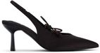 Sacha - Femme - Slingbacks en satin noir à lacets - Taille 42