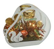 Theelichthouder van glas met LED-licht theelichtkaars herfst versierd paddenstoelen eekhoorntje herfstblad 16 cm decoratieve kunstbloemen kandelaar kaarsenhouder tafeldecoratie kaars windlicht
