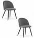 LEOBERT Set de 2 Chaises BELLO - Velours Gris Foncé, Pieds en Métal Noir