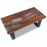 VidaXL Salontafel, massief teakhout, hars, 100x50 cm