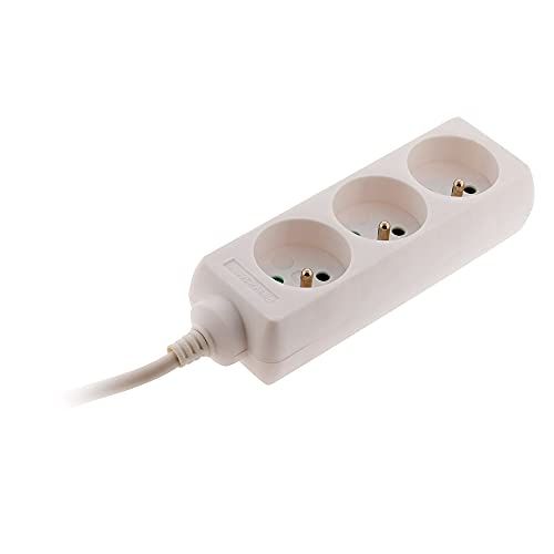 Zenitech Stekkerdoos met 3 stopcontacten + extra platte stekker, 1 m, wit