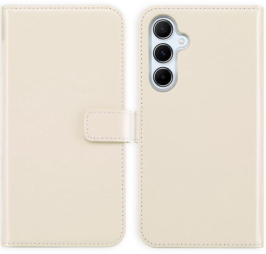 Selencia Echt Leren Bookcase voor de Samsung Galaxy A55 - Greige