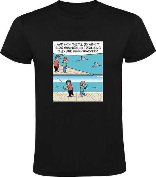 Grappig Heren T-shirt - Zwart - Maat M