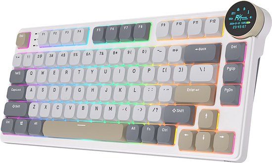 Royal Kludge RK N80 - Mechanical Gaming Keyboard - Pearly Dawn - Brown Switches - US Layout
