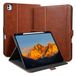 Zinibri iPad Pro 11 inch 2024 M4 (5e generatie) A2836 A2837 Beschermhoes met penhouder en polsband, PU-leer, Standfunctie, Autoslaap-/Wekfunctie, Bruin