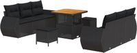 vidaXL Tuinbank - Set - 9 - st - Zwart - poly - rattan