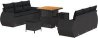 vidaXL Tuinbank - Set - 9 - st - Zwart - poly - rattan