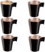 Luminarc Tasses à expresso - 6x - noir métallisé - tasses à café de 80 ml - 6 x 5.5 cm - céramique