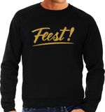Bellatio Decorations Shoppartners Bv Feest sweater zwart met gouden glitter tekst dames - Glitter en Glamour goud party kleding trui L
