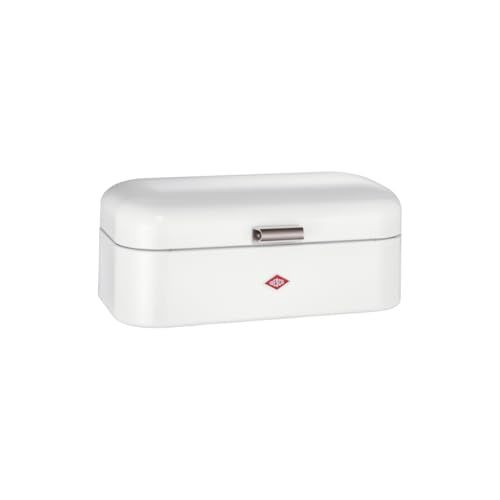 WESCO Grandy broodtrommel wit, gepoedercoat plaatstaal, ventilatiegaten en stabiele handgreep, 42 cm