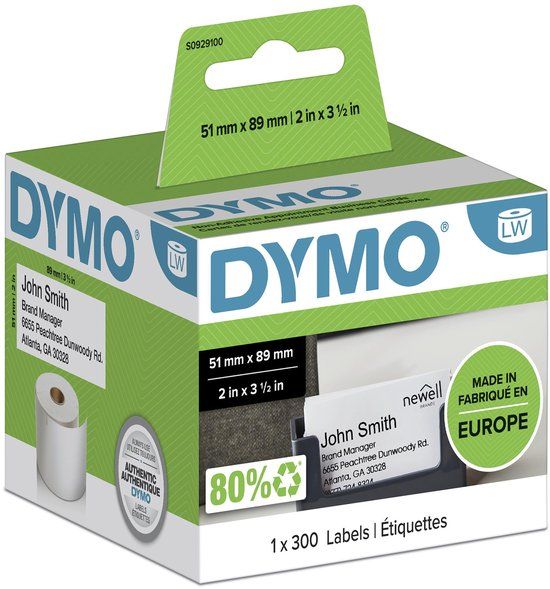 DYMO Appointment/Name Badge Cards (Non-Adhesive) | 51 mm x 89 mm | 300 Labels | White