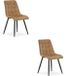 LEOBERT Set van 2 eetkamerstoelen SPLIT – Fluweel bruin – Zwarte metalen poten – Modern design