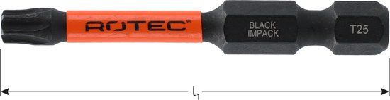 Rotec IMPACT insertbit T25 L=50mm E 6,3 BASIC - 5 stuks